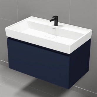Bathroom Vanity Blue Bathroom Vanity, Floating, Modern, 32 Inch Nameeks SHARP29